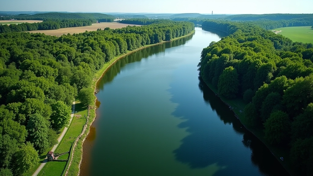 Nemuno ir Neries upių susijungimas iš aukščio, vandens tonas ir išsiliejimas